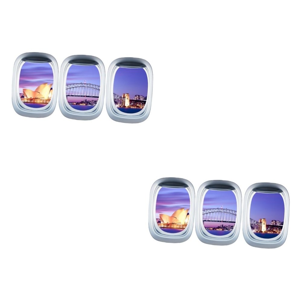 Hemobllo 2-Piece Window Wall Stickers, Self-Adhesive Wall Decor with Night View, Removable and Easy to Apply