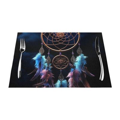 Dream Catcher Placemats Set of 6, Heat-Resistant, Non-Slip, Washable PVC Vinyl Woven Placemats