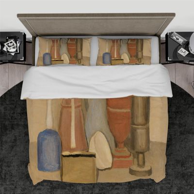 Wewoo Home Giorgio Morandi Still Life Retro Duvet Cover Set with Zipper and Corner Ties, 3-Piece, 230 x 220 cm