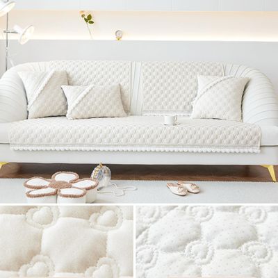 Non-Slip Plush Sofa Cover for L/U-Shaped Sofas