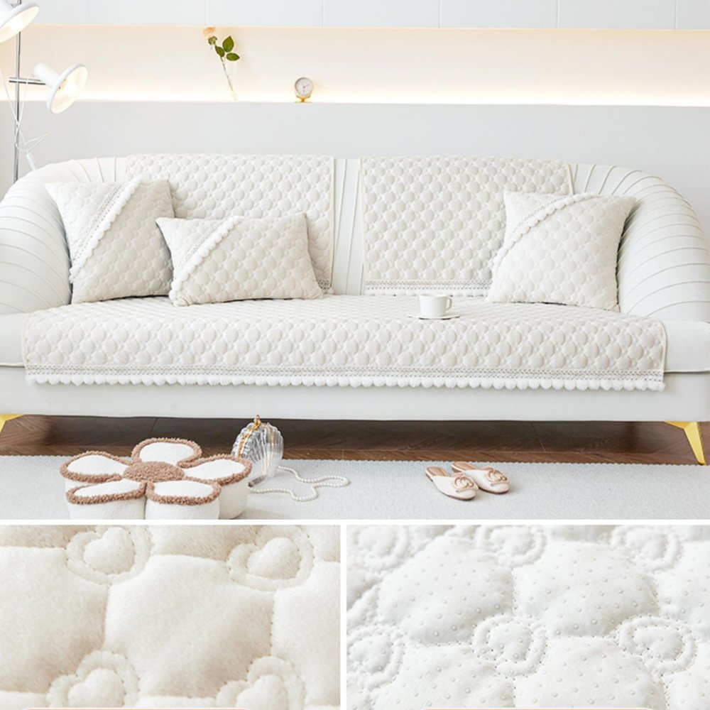 Non-Slip Plush Sofa Cover for L/U-Shaped Sofas