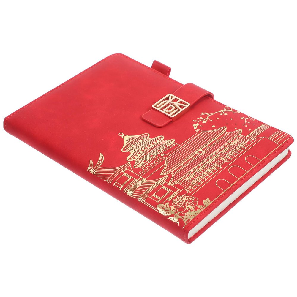 Red Faux Leather Planner Notebook with Closure