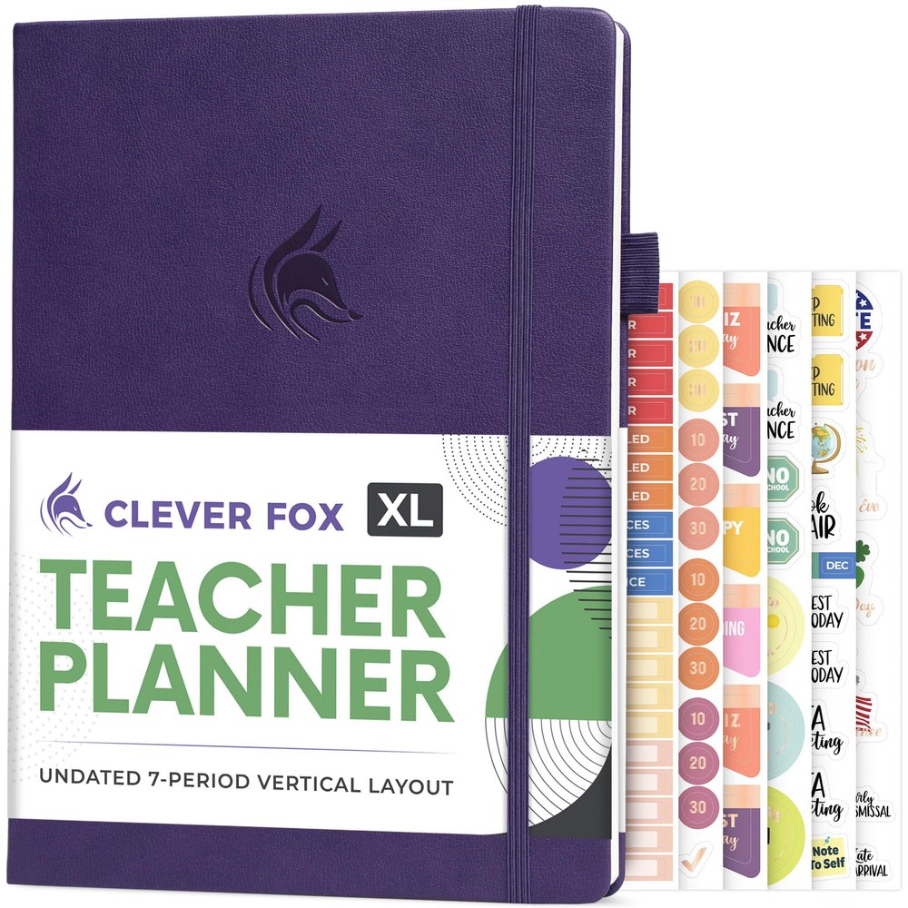 Clever Fox Teacher Planner, Undated School-Year Planner, A4, Purple
