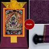 Buddhist Ornament, Tibetan Thangka, Six-Armed Mahakala, Thangka Painting, Buddhist Thangka Brocade, Buddha Wall Hanging with Scroll (Blue, Small, 35 cm x view 4