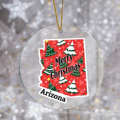 Arizona State Acrylic Christmas Ornament with Town Name