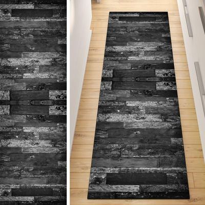 QQrunner Black Non-Slip Hallway and Kitchen Runner Rug, 100 x 120 cm