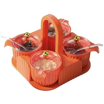 PIPONS Spice Jar Set with Tray, Lids and Spoons, Orange