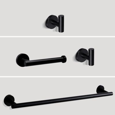 SEIDO 4-Piece Matte Black Bathroom Hardware Set, SUS 304 Stainless Steel