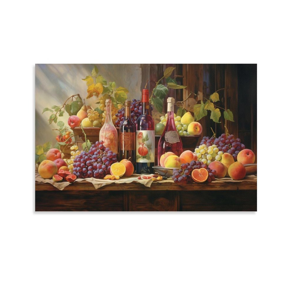 FOCCAR Colorful Fruit Wine Canvas Wall Art Print