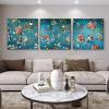 HOLEILUCK 3-Piece Flower and Bird Canvas Wall Art, Modern Living Room Decor, 33 x 33 in / 85 x 85 cm Each, Unframed view 1