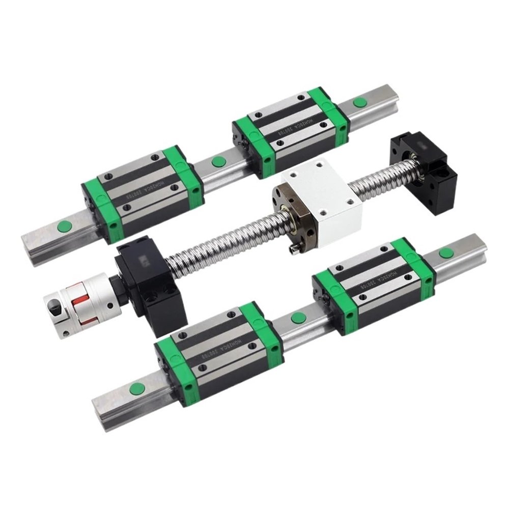 DEBLAN 2-Pc. HG20 Linear Rail and 4-Pc. HGH20CA/HGW20CC Slider Set + SFU1605 Ball Screw + BK12/BF12 Supports + 8 × 10 Coupler (Color: SFU1610 HGH20CA, Size: 300 mm)