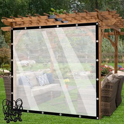 POCHY Transparent Pergola Sidewalls, Foldable Waterproof Outdoor Curtains, Clear, 10' x 11' (3 x 3.5 m)
