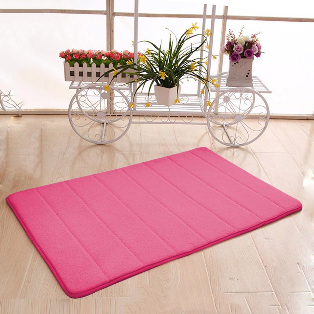 qing yun Soft Memory Foam Bath Mat, Non-Slip, Absorbent, Quick-Drying, Pink, 40 x 120 cm