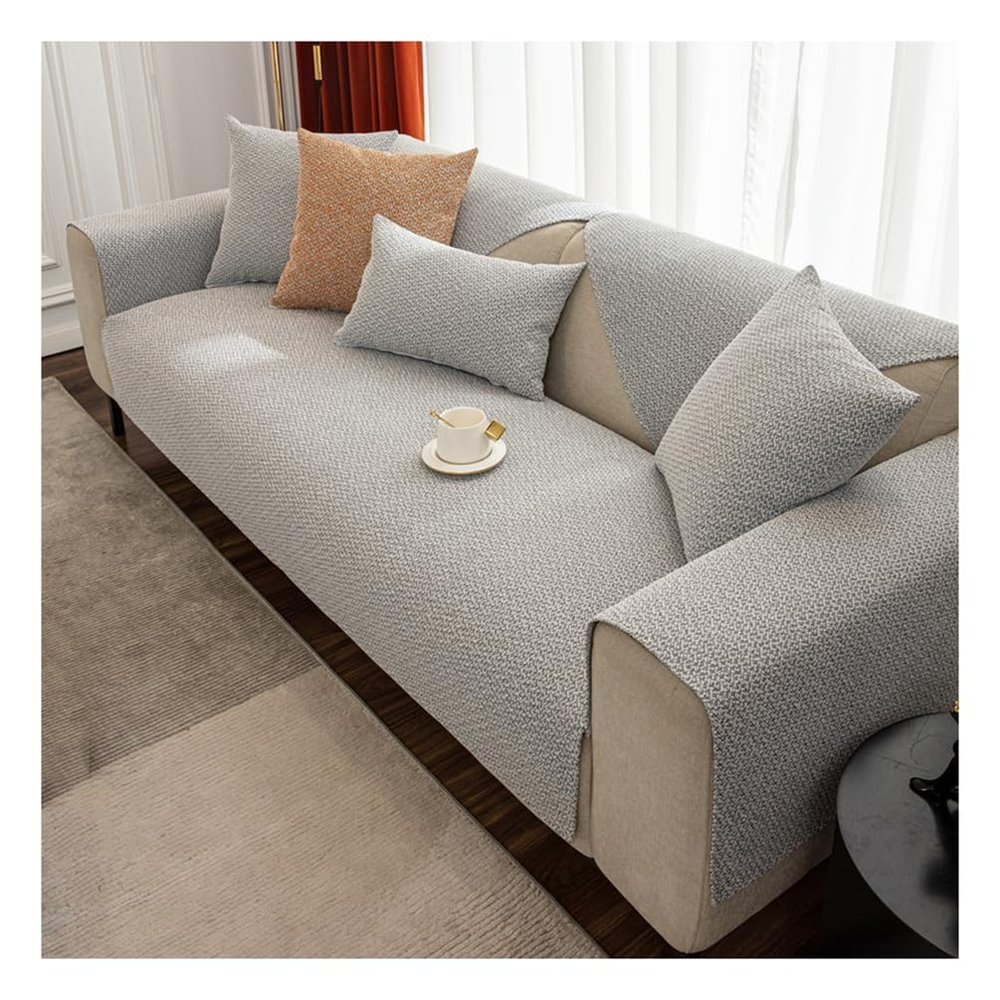 Tauzveok Non-Slip Sofa Cover, Beige Gray, 90 x 240 cm