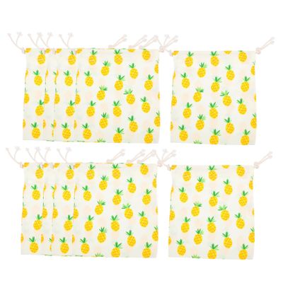 VALICLUD 10-Pack Mini Drawstring Gift Bags, Pineapple Aloha Party Favor Bags