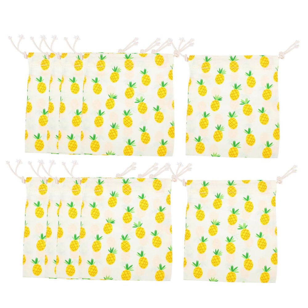 VALICLUD 10-Pack Mini Drawstring Gift Bags, Pineapple Aloha Party Favor Bags