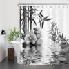 LB Gray Zen Spa Shower Curtain, 180 x 200 cm, Bamboo Forest Stones view 2