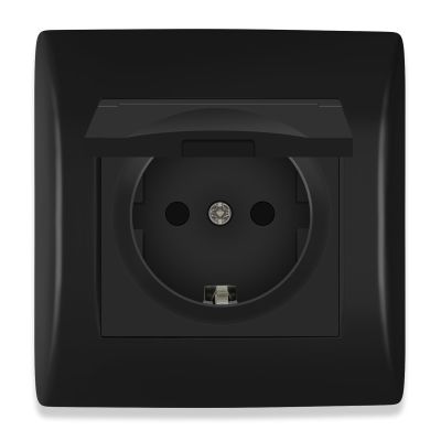 BSEED 16 A Recessed Outlet with Waterproof Cover, Black, 80 mm
