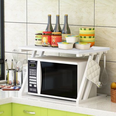 HUOLE 2-Tier Microwave Stand and Kitchen Storage Rack, 57 × 38 × 38 cm
