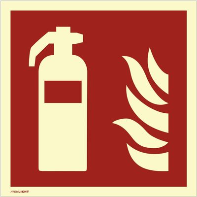 Dreifke Fire Extinguisher Sticker, ISO 7010, Photoluminescent Film, 160 mcd, 400 x 400 mm