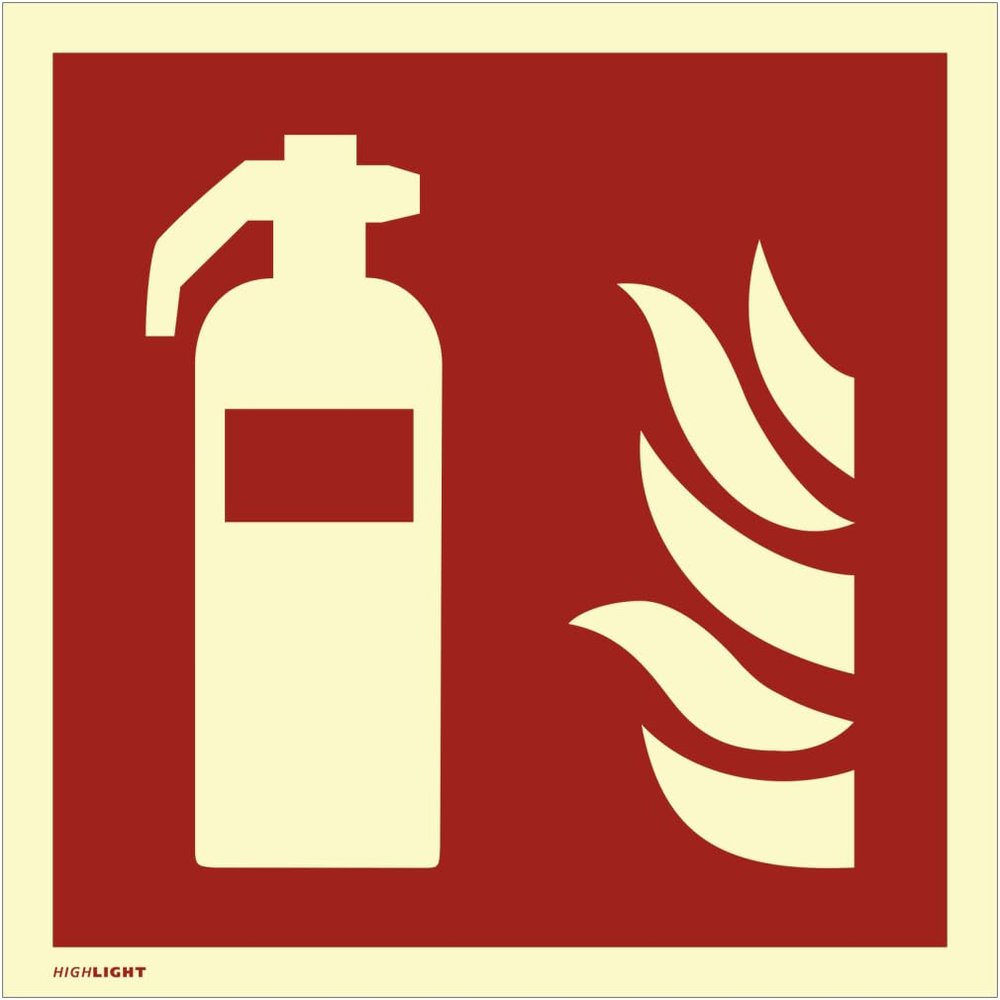 Dreifke Fire Extinguisher Sticker, ISO 7010, Photoluminescent Film, 160 mcd, 400 x 400 mm