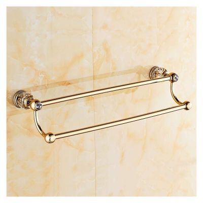 HKYBCF Luxury Gold Brass Bathroom Hardware Set, Towel Bar 2