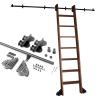 CATANK Rolling Library Ladder Hardware, Rustic Black Round Rail Kit (Ladder Not Included) view 2
