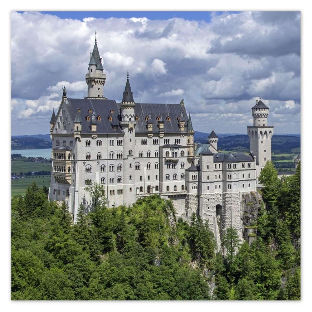 Neuschwanstein Castle Photo Wall Sticker, 50 x 50 cm, No. H7975Z_NS1K