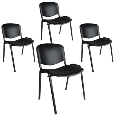 Topsit Bro & More Set of 4 Visitor Chairs, Stackable Conference Chairs, Black
