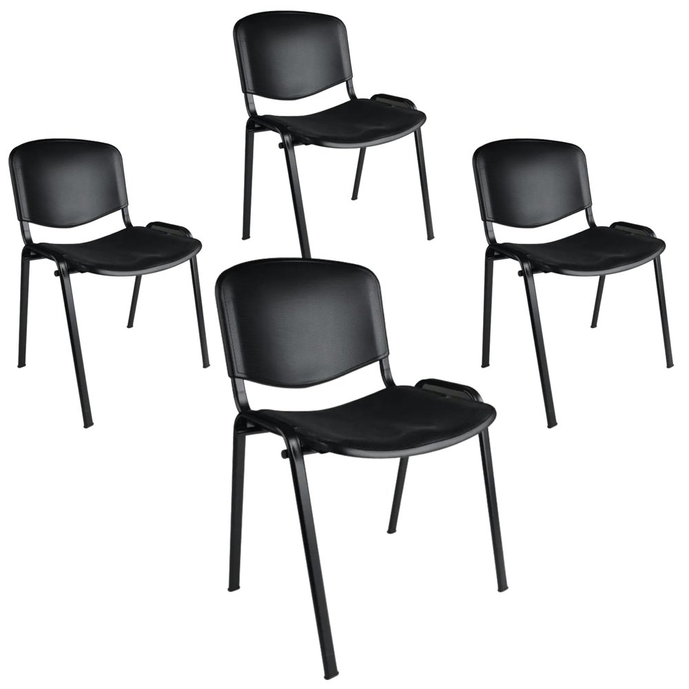 Topsit Bro & More Set of 4 Visitor Chairs, Stackable Conference Chairs, Black