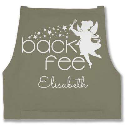 Personalized Baking Fairy Apron with Name – Sage Green, 85 x 69 cm