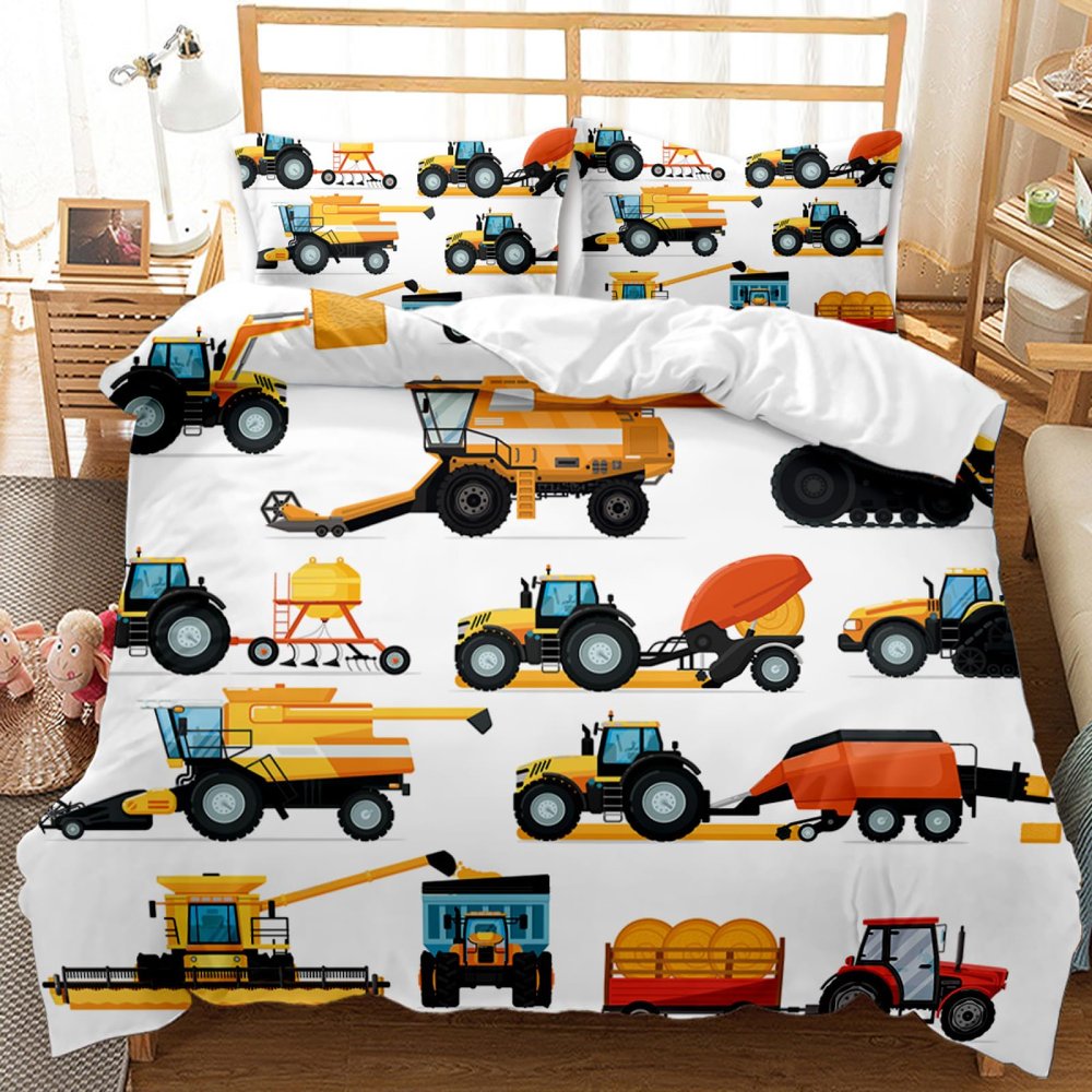 NDXRWDZR White Harvester Bedding Set, 200 x 220 cm, with Zipper, Microfiber Duvet Cover and 2 Pillowcases