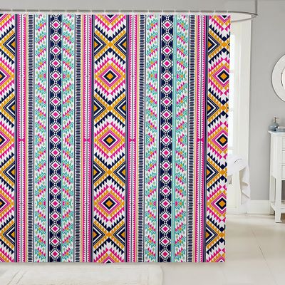feelingyou Tribal Stripe Shower Curtain, Southwest Aztec Pink