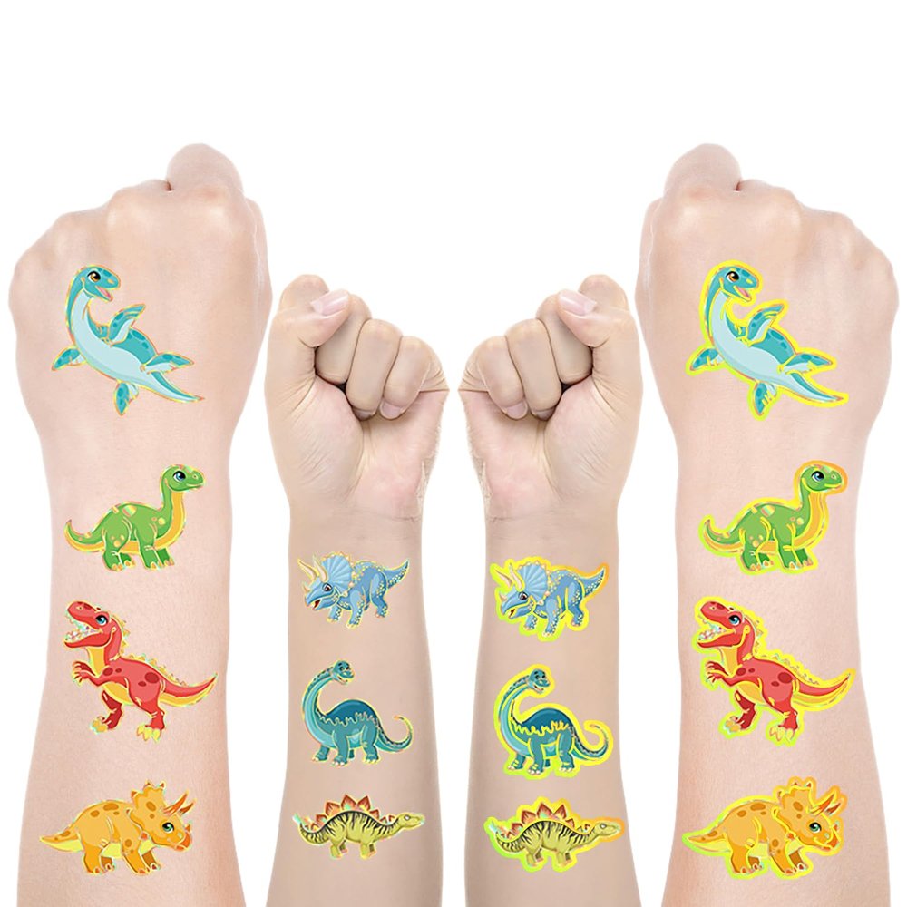 Rusoz Dinosaur Metallic Tattoos for Kids, 8 Sheets
