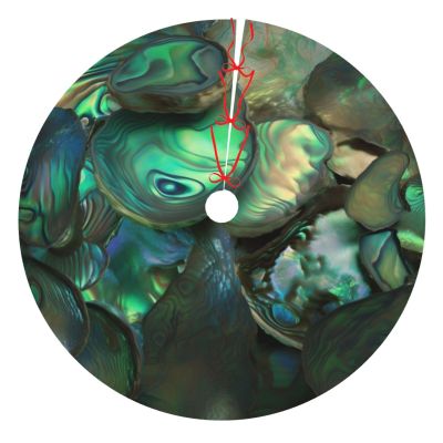 Abalone Christmas Tree Skirt with Mother-of-Pearl Motif, 36 in