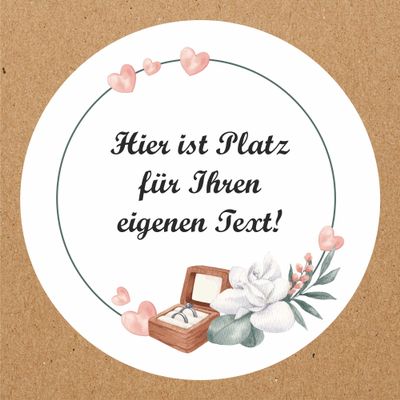 INDIGOS UG Personalized Wedding Ring Stickers, Custom Text, 54-Pack, 30 mm