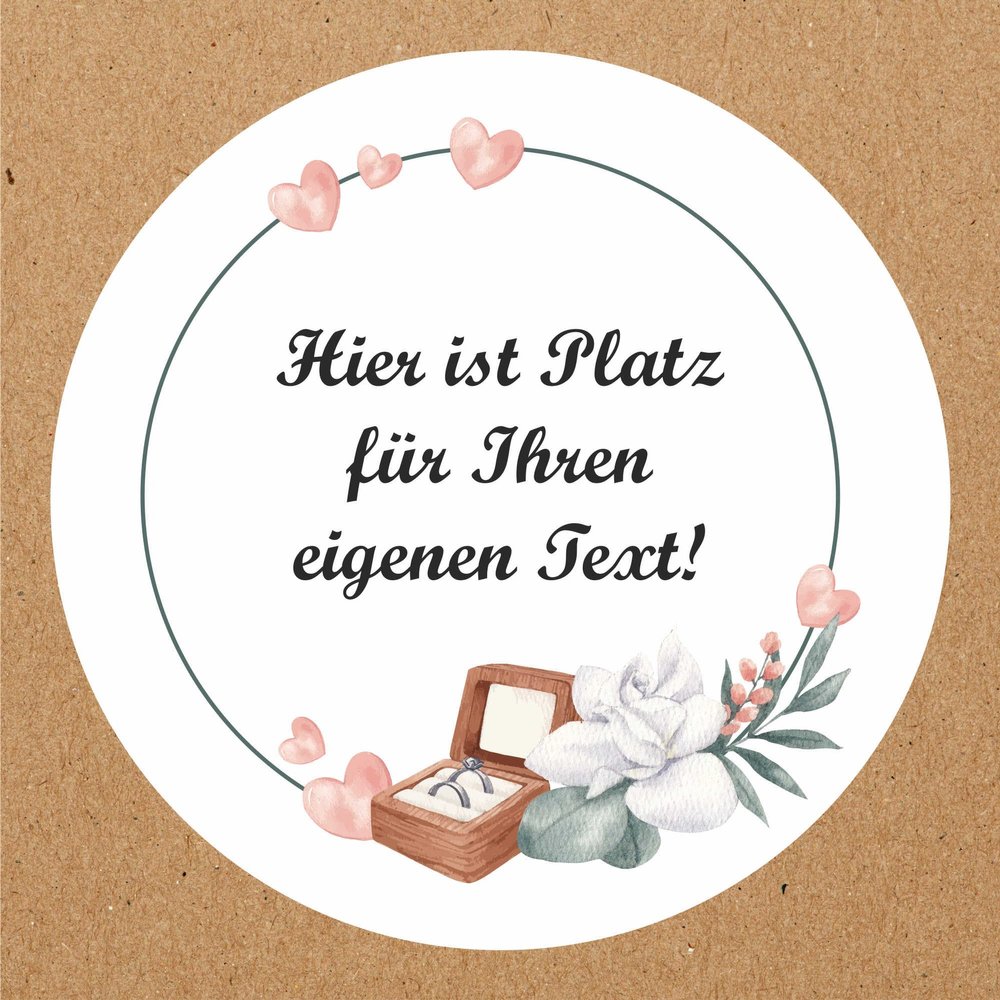 INDIGOS UG Personalized Wedding Ring Stickers, Custom Text, 54-Pack, 30 mm