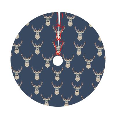 Funny Deer Glasses and Mustache Christmas Tree Skirt, 30 in