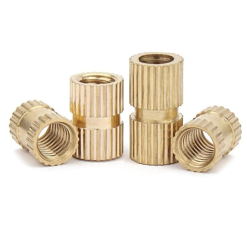 M4 Copper/Brass Knurled Threaded Insert Nuts, 25-Pack, 6 mm Length, 7 mm OD