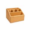 hausleben Bamboo Desk Organizer, 5 Compartments, Pen Holder & Office Organizer, 16 x 15 x 11 cm view 1