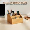 hausleben Bamboo Desk Organizer, 5 Compartments, Pen Holder & Office Organizer, 16 x 15 x 11 cm view 2