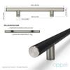 Oppali Black-Brushed 304 Stainless Steel Door Pull Handle, 25 mm Diameter, Round T-Bar, 100 cm view 2