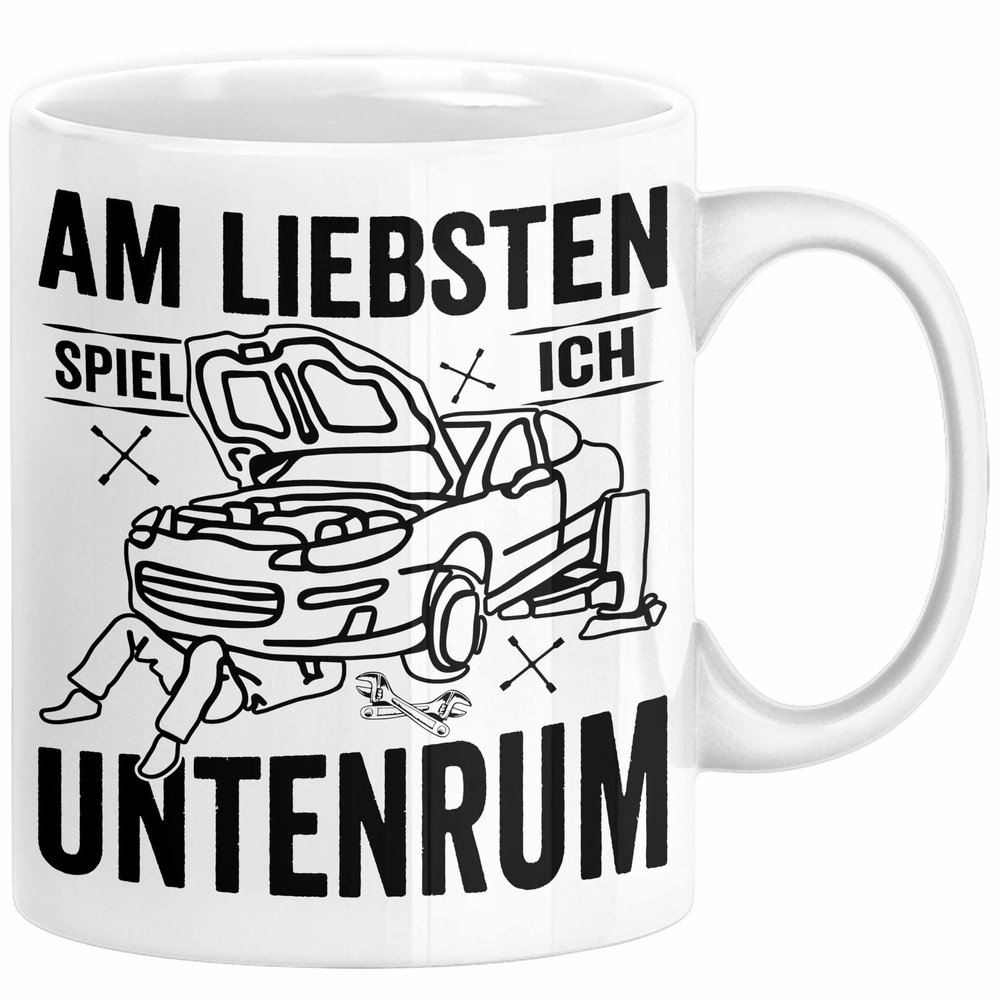 Trendation Automotive Mechanic Mug – “I Prefer Playing Down Below” (White)