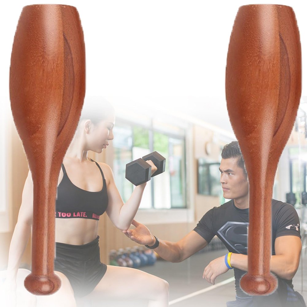 JINGEDD Large Wooden Indian Clubs, Pair