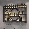 YNAYGDIUGD Wall-Mounted Wooden Wine Rack with Glass Holder, Black, 100 × 80 × 15 cm view 1