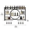 YNAYGDIUGD Wall-Mounted Wooden Wine Rack with Glass Holder, Black, 100 × 80 × 15 cm view 2