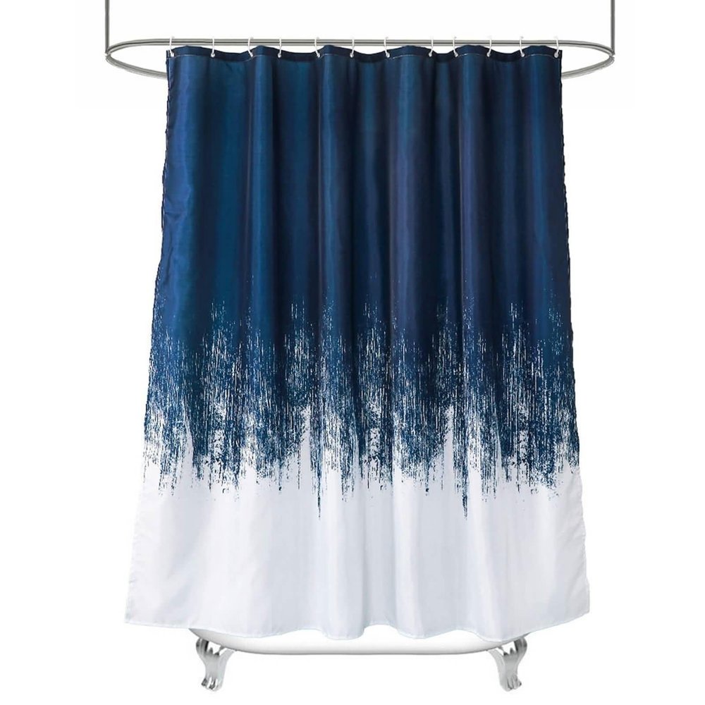 Homxi Navy Blue and White Gradient Shower Curtain, 70 x 70 in