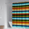 Homxi Shower Curtain, 65 W x 78 H in, Blue Green Orange Stripes view 1
