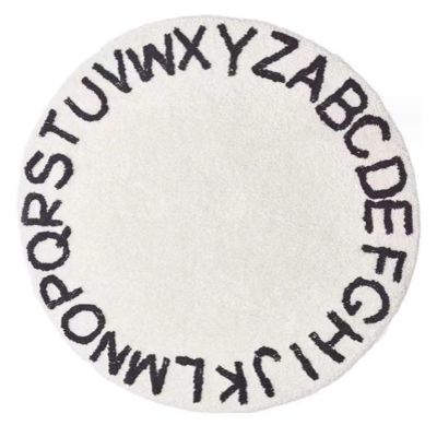 Round Living Room and Bedroom Rug with Letter Pattern