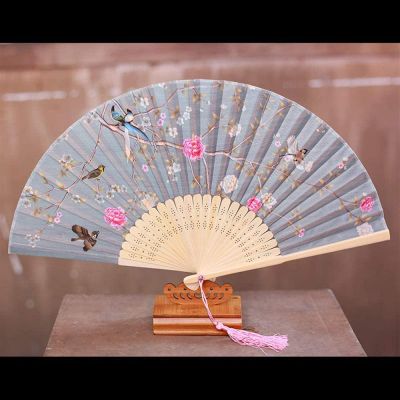 Chinese Folding Hand Fan, Portable Retro Bamboo Fan for Decoration and Dance